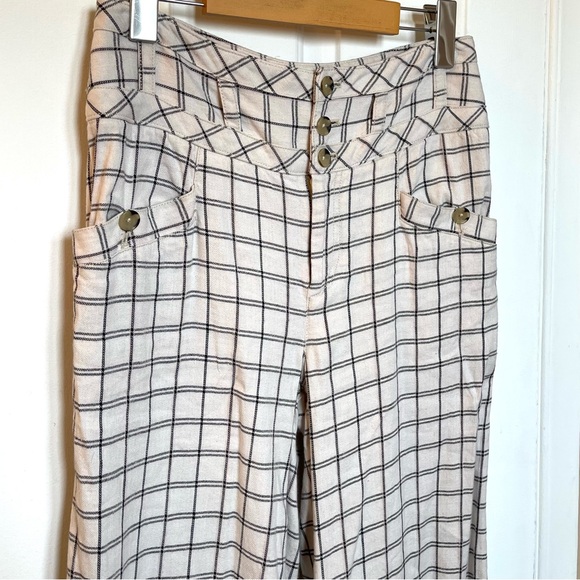Anthropologie Women’s Linen Windowpane Trousers - Picture 5 of 6
